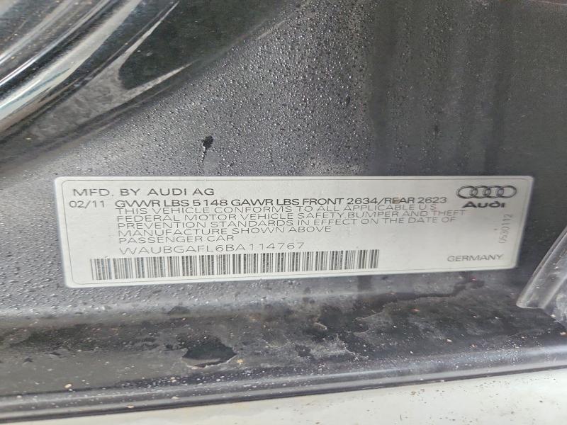 41867816 :رقم المزاد ، WAUBGAFL6BA114767 vin ، 2011 Audi S4 مزاد بيع