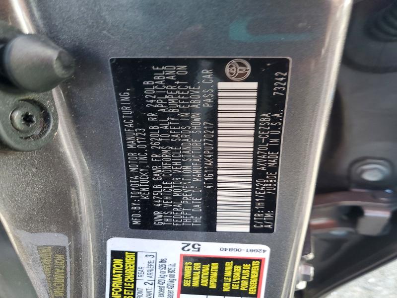 2023 Toyota Camry მანქანა იყიდება აუქციონზე, vin: 4T1G11AK4PU770217, აუქციონის ნომერი: 47654866