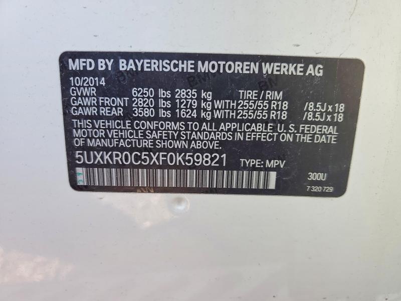 Auction sale of the 2015 Bmw X5, vin: 5UXKR0C5XF0K59821, lot number: 46721196