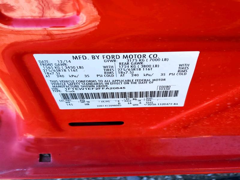Продажа на аукционе авто 2015 Ford F150, vin: 1FTEW1EF2FFA20845, номер лота: 41826006