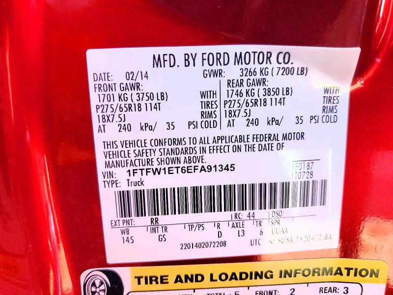 Продаж на аукціоні авто 2014 Ford F150, vin: 1FTFW1ET6EFA91345, номер лоту: 46887726