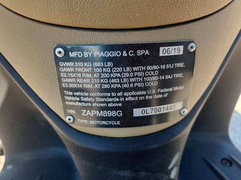 Aukcja sprzedaży 2020 Piaggio Liberty, vin: ZAPM898G0L7001448, numer aukcji: 47429096