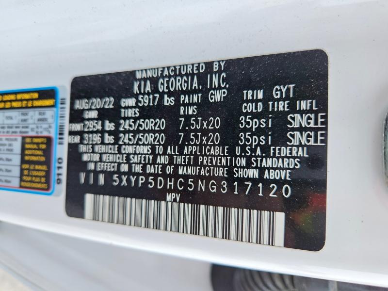 Aukcja sprzedaży 2022 Kia Telluride, vin: 5XYP5DHC5NG317120, numer aukcji: 47153936