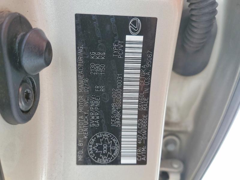 Aukcja sprzedaży 2016 Lexus Es, vin: 58ABK1GG0GU010031, numer aukcji: 78280805