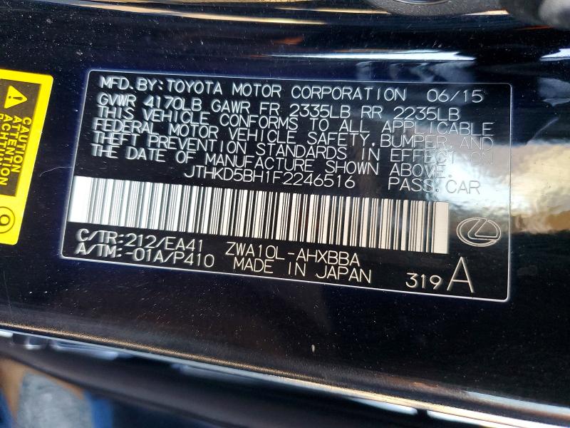 Продаж на аукціоні авто 2015 Lexus Ct 200h, vin: JTHKD5BH1F2246516, номер лоту: 46709826