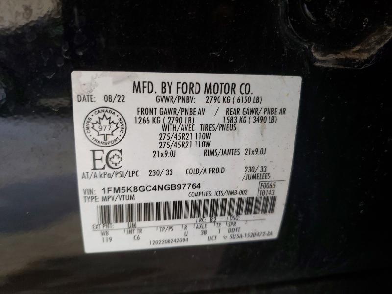 Aukcja sprzedaży 2022 Ford Explorer, vin: 1FM5K8GC4NGB97764, numer aukcji: 46707616