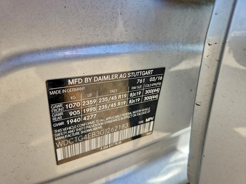 Продажа на аукционе авто 2016 Mercedes-benz Gla, vin: WDCTG4EB3GJ262183, номер лота: 46851146