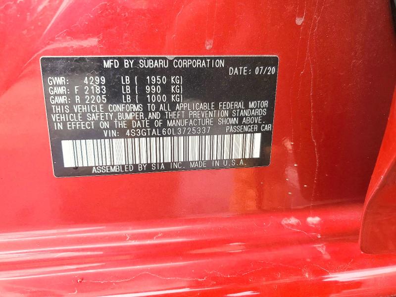 Aukcja sprzedaży 2020 Subaru Impreza, vin: 4S3GTAL60L3725337, numer aukcji: 47628356