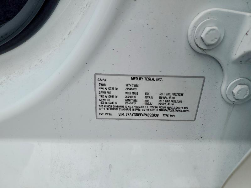 Продаж на аукціоні авто 2023 Tesla Model Y, vin: 7SAYGDEE4PA092039, номер лоту: 45542876