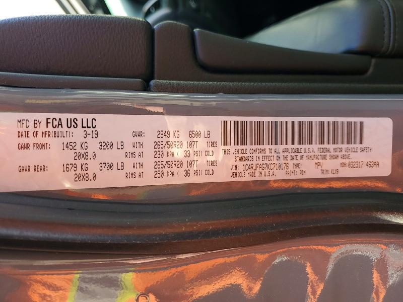 Aukcja sprzedaży 2019 Jeep Grand Cherokee, vin: 1C4RJFAG7KC710176, numer aukcji: 46808406