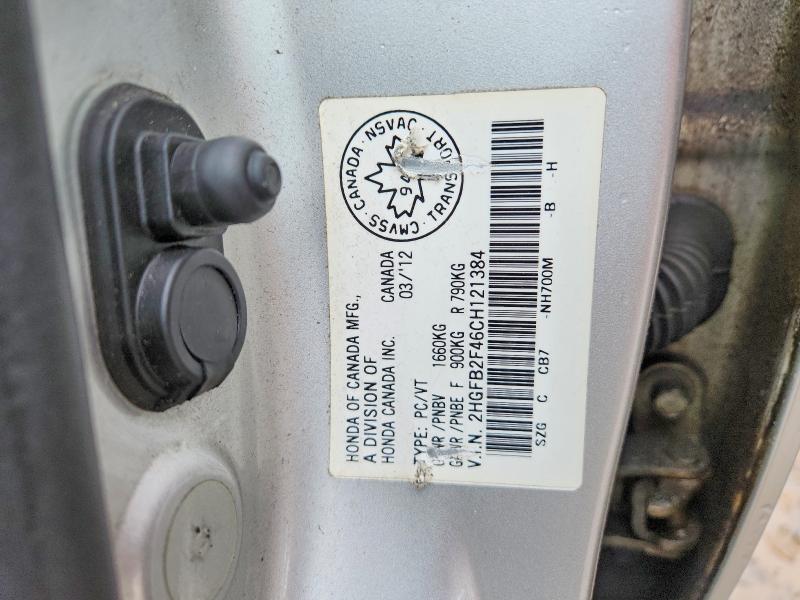 Aukcja sprzedaży 2012 Honda Civic, vin: 2HGFB2F46CH121384, numer aukcji: 46468756