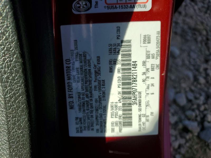 Продажа на аукционе авто 2008 Ford Fusion, vin: 3FAHP07178R211484, номер лота: 41845016