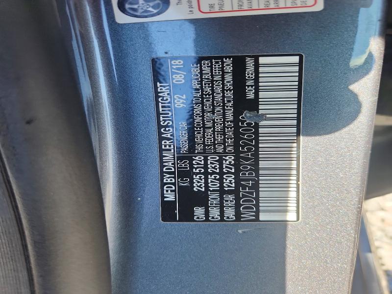 2019 Mercedes-benz E მანქანა იყიდება აუქციონზე, vin: WDDZF4JB9KA526059, აუქციონის ნომერი: 46868016