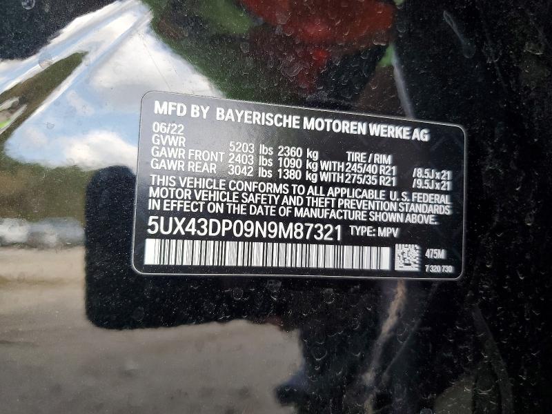 Продажа на аукционе авто 2022 Bmw X3, vin: 5UX43DP09N9M87321, номер лота: 41979316