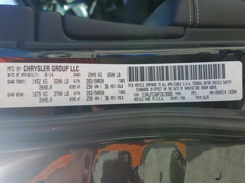 Продаж на аукціоні авто 2015 Jeep Grand Cherokee, vin: 1C4RJFCG0FC619995, номер лоту: 47056386