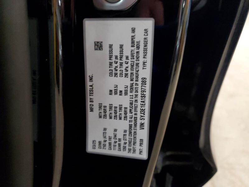Продажа на аукционе авто 2025 Tesla Model 3, vin: 5YJ3E1EA1SF977089, номер лота: 41602526