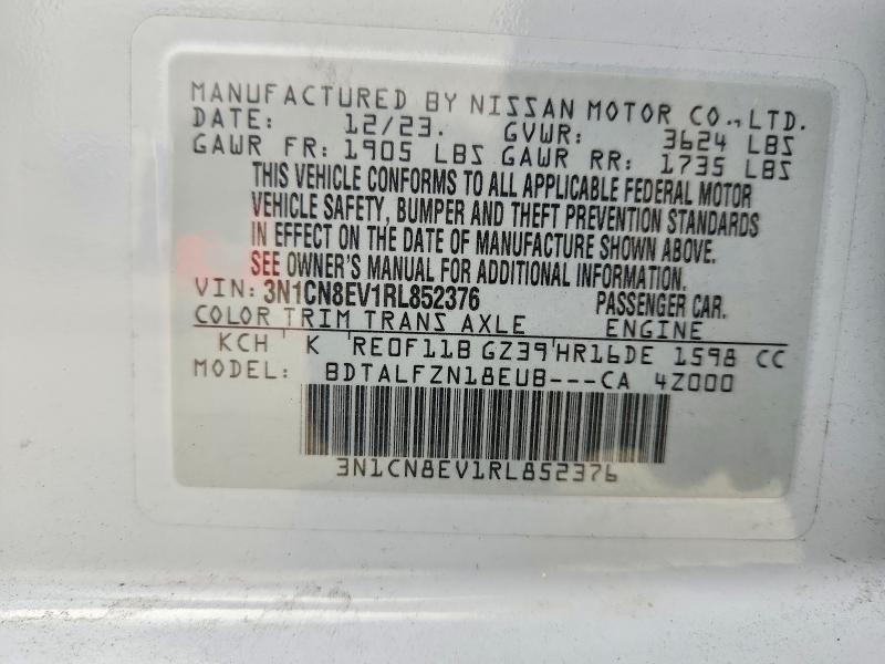 Aukcja sprzedaży 2024 Nissan Versa, vin: 3N1CN8EV1RL852376, numer aukcji: 41699506
