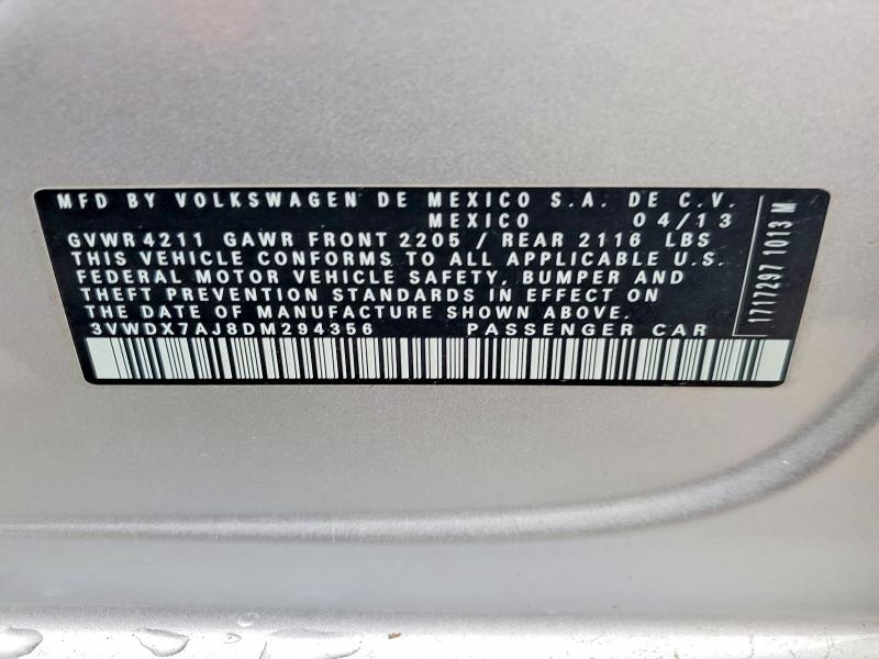 46423446 :رقم المزاد ، 3VWDX7AJ8DM294356 vin ، 2013 Volkswagen Jetta مزاد بيع