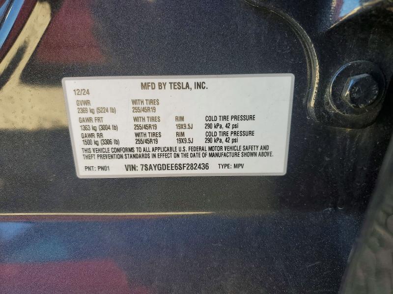 2025 Tesla Model Y მანქანა იყიდება აუქციონზე, vin: 7SAYGDEE6SF282436, აუქციონის ნომერი: 46129316