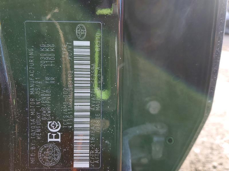 Aukcja sprzedaży 2021 Toyota Camry, vin: 4T1G11AKXMU589103, numer aukcji: 46360576