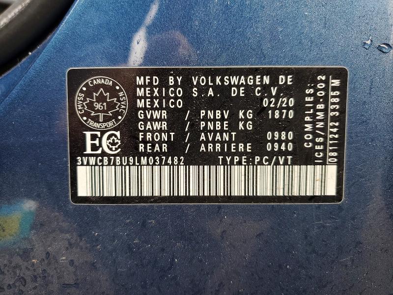 Aukcja sprzedaży 2020 Volkswagen Jetta Comfortline 1., vin: 3VWCB7BU9LM037482, numer aukcji: 47932076