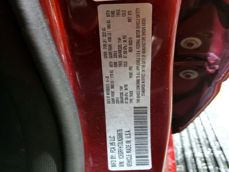 Продаж на аукціоні авто 2020 Ram 1500, vin: 1C6SRFHT0LN368676, номер лоту: 78862125