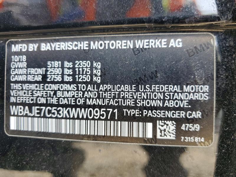 Aukcja sprzedaży 2019 Bmw 540, vin: WBAJE7C53KWW09571, numer aukcji: 47055236