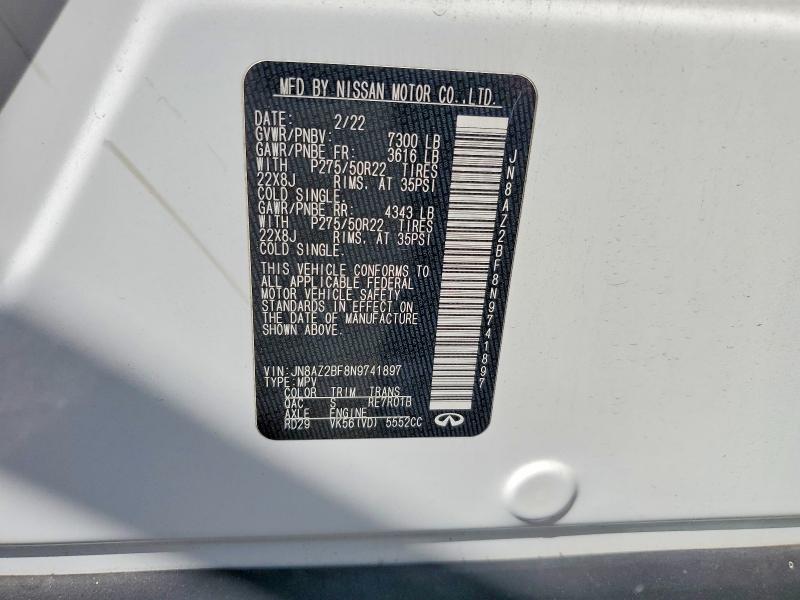 Продаж на аукціоні авто 2022 Infiniti Qx80, vin: JN8AZ2BF8N9741897, номер лоту: 47058896