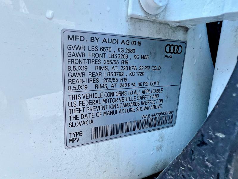 Aukcja sprzedaży 2017 Audi Q7, vin: WA1LAAF70HD011891, numer aukcji: 47776586