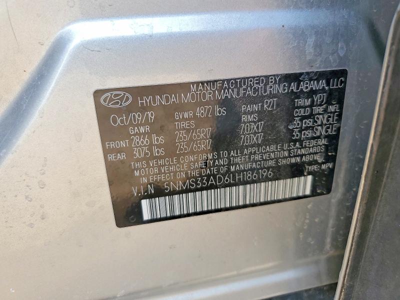 Продажа на аукционе авто 2020 Hyundai Santa Fe, vin: 5NMS33AD6LH186196, номер лота: 47032536