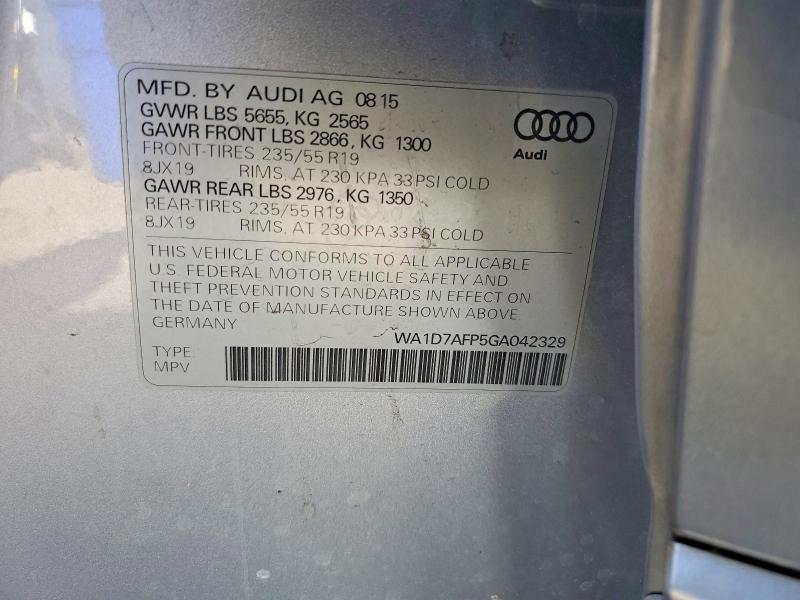 45949036 :رقم المزاد ، WA1D7AFP5GA042329 vin ، 2016 Audi Q5 مزاد بيع