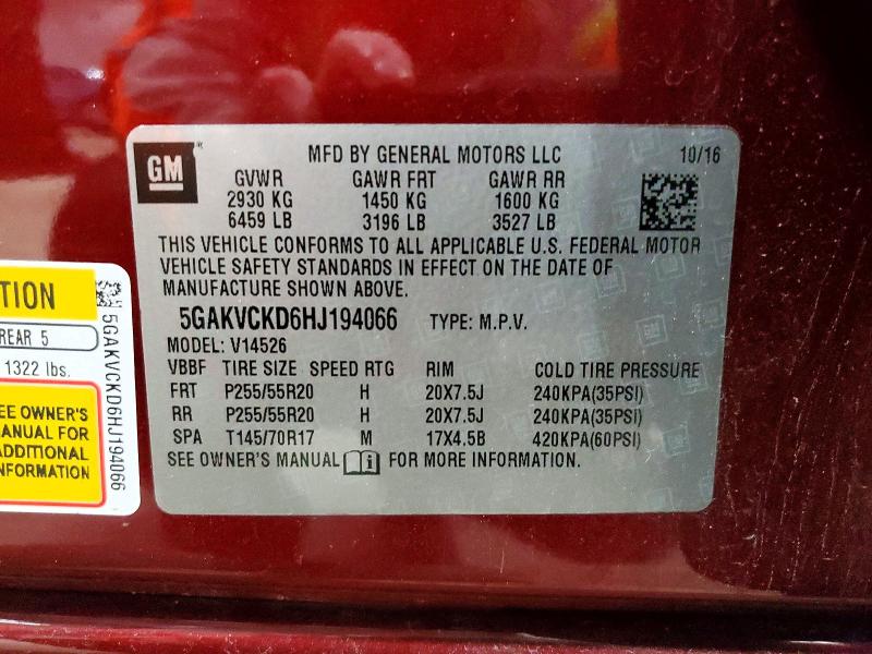 Продаж на аукціоні авто 2017 Buick Enclave, vin: 5GAKVCKD6HJ194066, номер лоту: 79218435