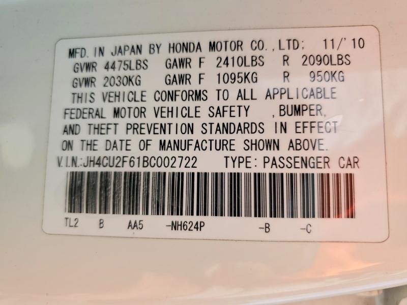 79486775 :رقم المزاد ، JH4CU2F61BC002722 vin ، 2011 Acura Tsx مزاد بيع