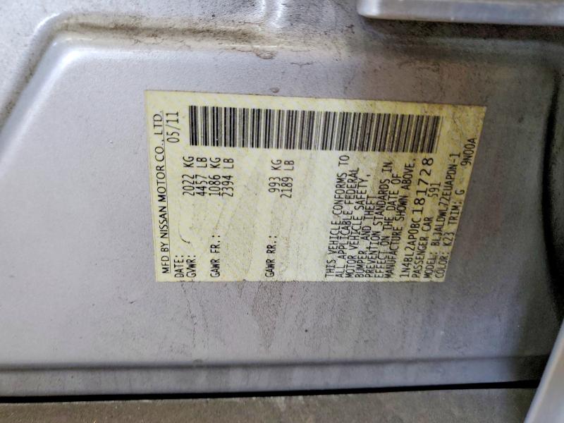 2011 Nissan Altima მანქანა იყიდება აუქციონზე, vin: 1N4BL2AP0BC181728, აუქციონის ნომერი: 47350926