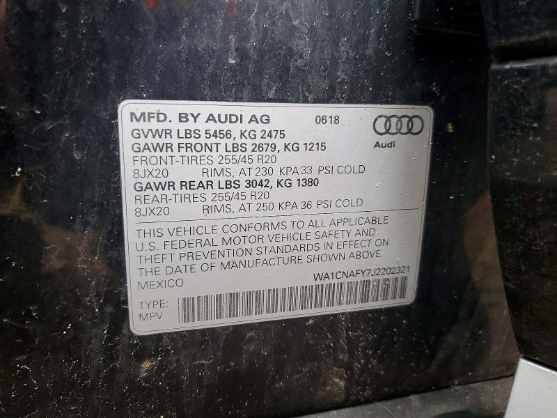 Aukcja sprzedaży 2018 Audi Q5, vin: WA1CNAFY7J2202321, numer aukcji: 47752416