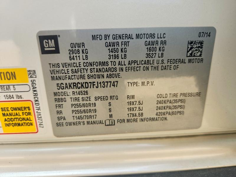 Aukcja sprzedaży 2015 Buick Enclave, vin: 5GAKRCKD7FJ137747, numer aukcji: 41942786