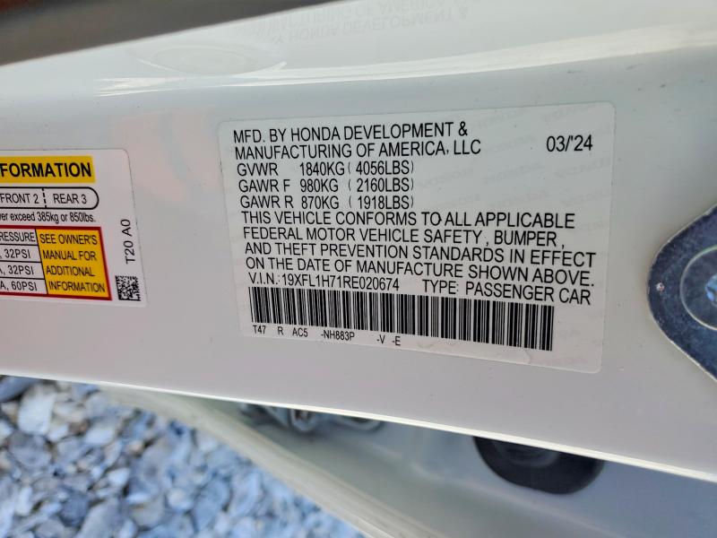 Продаж на аукціоні авто 2024 Honda Civic, vin: 19XFL1H71RE020674, номер лоту: 46321796