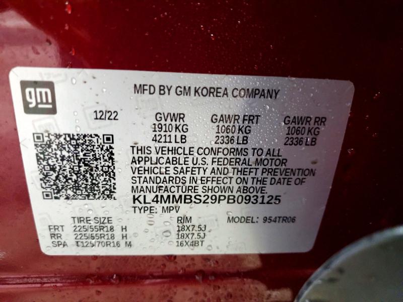 79629225 :رقم المزاد ، KL4MMBS29PB093125 vin ، 2023 Buick Encore Gx مزاد بيع