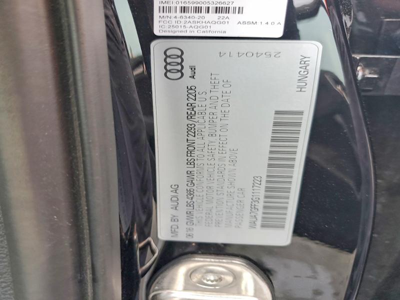 41768696 :رقم المزاد ، WAUA7GFF3G1117223 vin ، 2016 Audi A3 مزاد بيع