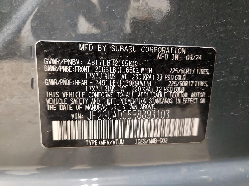 Продажа на аукционе авто 2024 Subaru Crosstrek, vin: JF2GUADC5R8893103, номер лота: 47997206