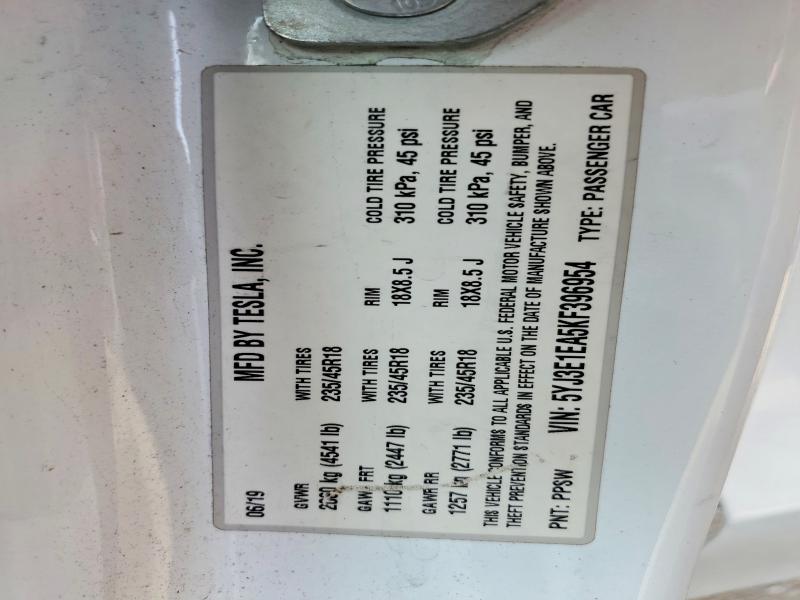 Продажа на аукционе авто 2019 Tesla Model 3, vin: 5YJ3E1EA5KF396954, номер лота: 47015926