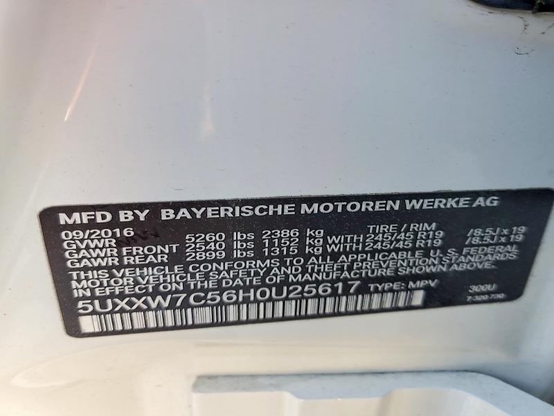 46735876 :رقم المزاد ، 5UXXW7C56H0U25617 vin ، 2017 Bmw X4 مزاد بيع