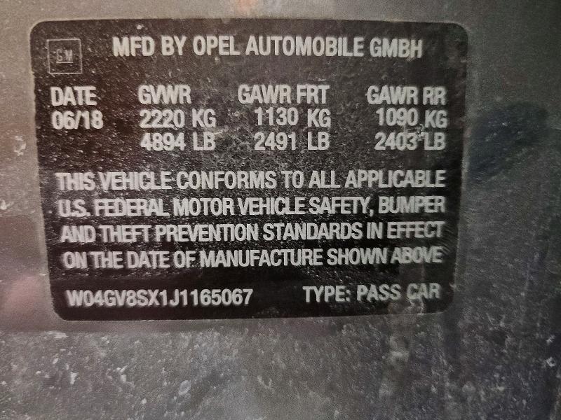75073945 :رقم المزاد ، W04GV8SX1J1165067 vin ، 2018 Buick Regal Tourx مزاد بيع