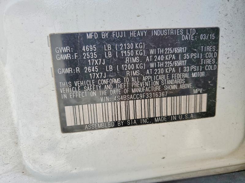 46821436 :رقم المزاد ، 4S4BSACC9F3316367 vin ، 2015 Subaru Outback مزاد بيع
