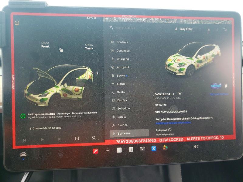 47748246 :رقم المزاد ، 7SAYGDED9SF249163 vin ، 2025 Tesla Model Y مزاد بيع