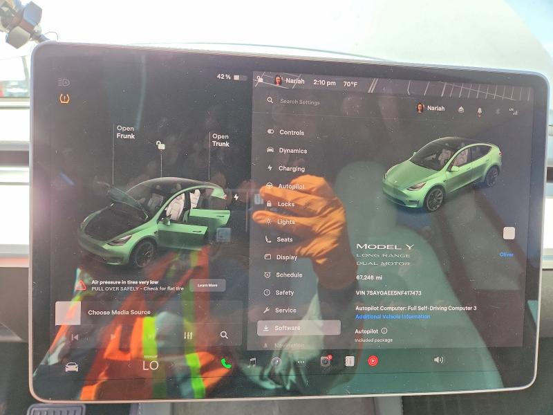 Aukcja sprzedaży 2022 Tesla Model Y, vin: 7SAYGAEE5NF417473, numer aukcji: 42079006