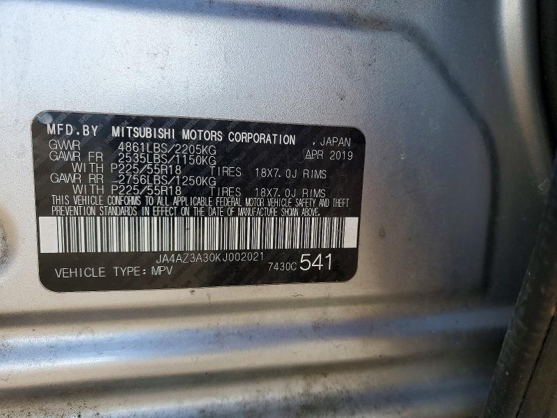 Продажа на аукционе авто 2019 Mitsubishi Outlander, vin: JA4AZ3A30KJ002021, номер лота: 45956926