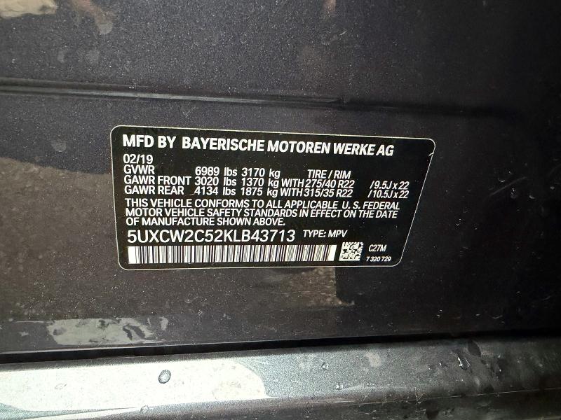 46770346 :رقم المزاد ، 5UXCW2C52KLB43713 vin ، 2019 Bmw X7 مزاد بيع