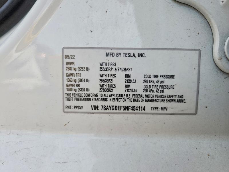 Продаж на аукціоні авто 2022 Tesla Model Y, vin: 7SAYGDEF5NF454114, номер лоту: 47511856