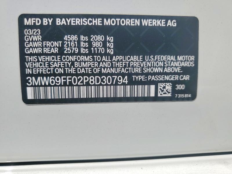 Aukcja sprzedaży 2023 Bmw 330i, vin: 3MW69FF02P8D30794, numer aukcji: 47827176